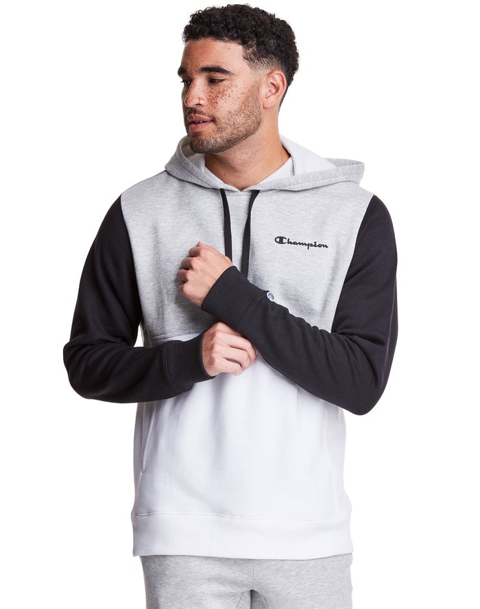 Sudadera Con Capucha Champion Hombre - Colorblock Fleece ( Blancas/Gris ) 9356071-LN